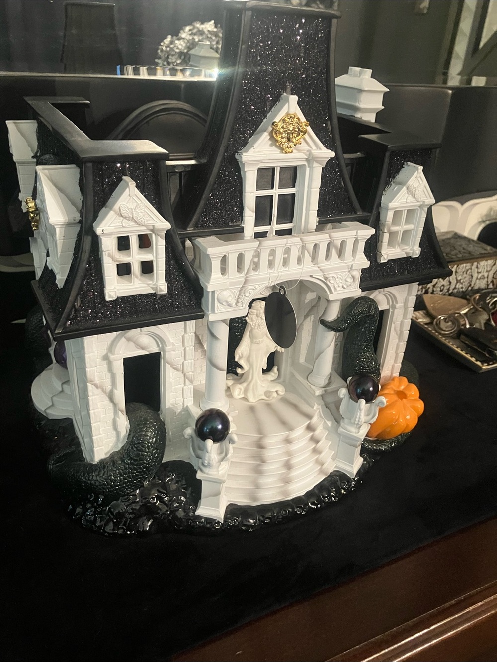 Bath & Body Works Black and White Haunted Mansion Luminary 2024